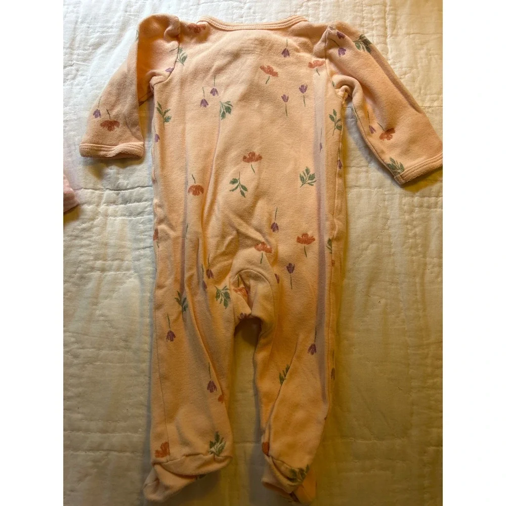 Baby Girl‎ Footed Pajamas Sleepers Bundle of 3 Bunny Floral Infant Clothes - Picture 6 of 8
